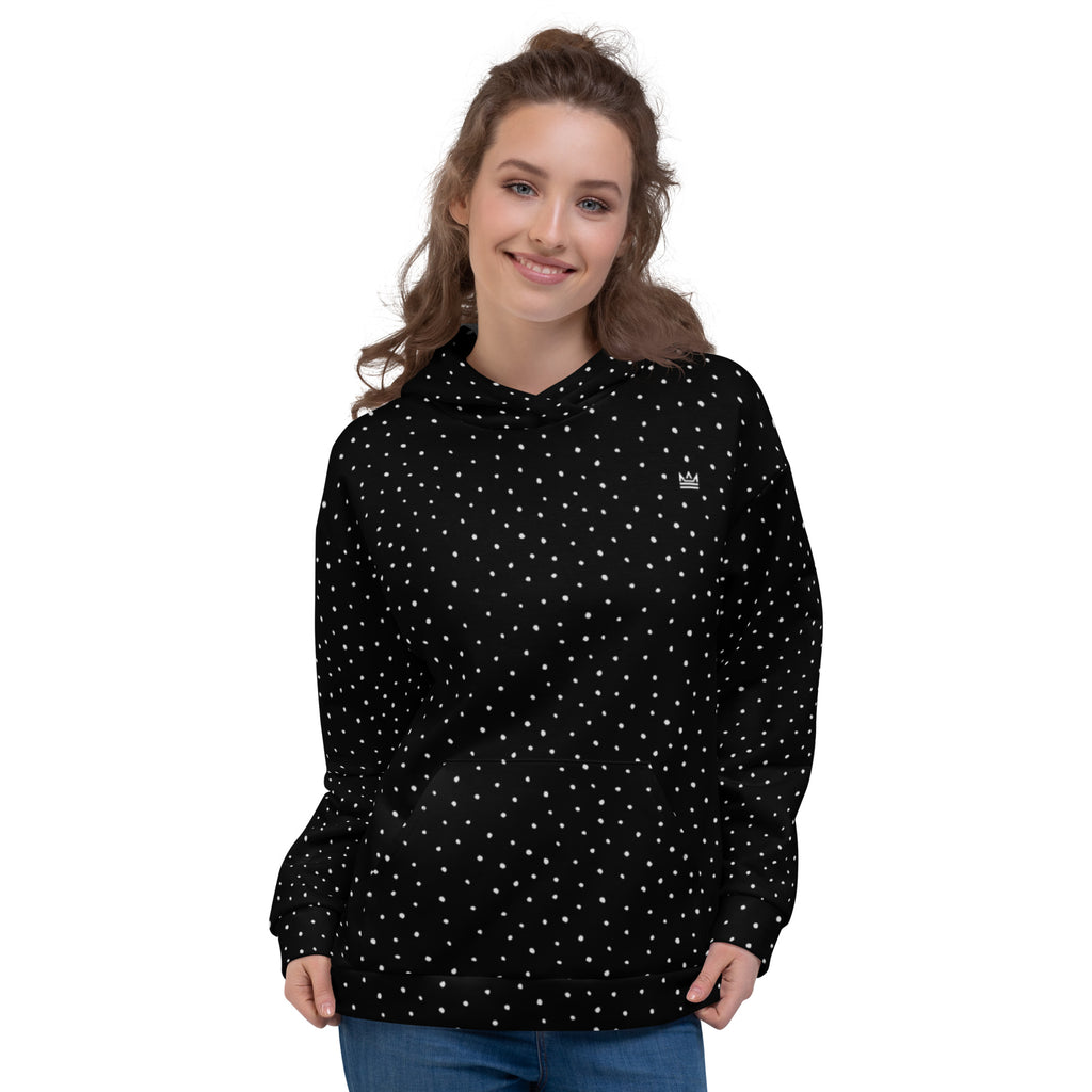 Black White Small Polka Dots Womens Hoodie PET NESS